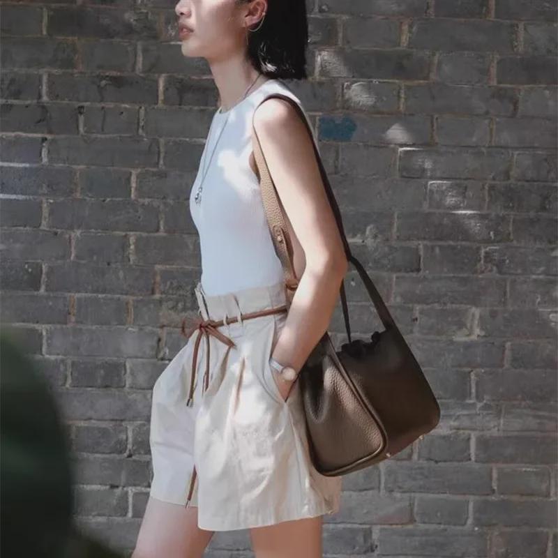 Сумка-ведро Songmont Mountain Pine Medium Cowhide Commuter Bucket Bag – вместительная, портативная и стильная