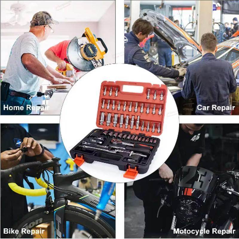 NEW Car Repair Tool Kit 46/53 Piece/Set 1/4-Inch Socket Set Car Repair Tool Ratchet Torque Wrench Combo Auto Repairing Tool Set