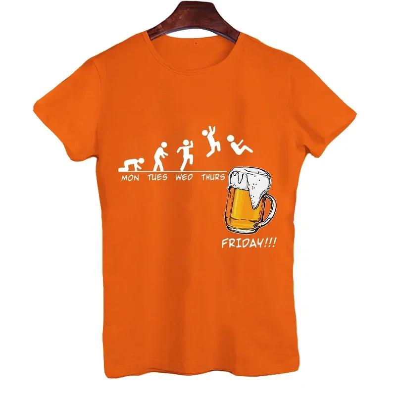 Мужские футболки Пн Вт Ср Чт Пятница Пивные мужские летние футболки Harajuku Streetwear Хип-хоп мужские футболки Мужские модные трендовые футболки