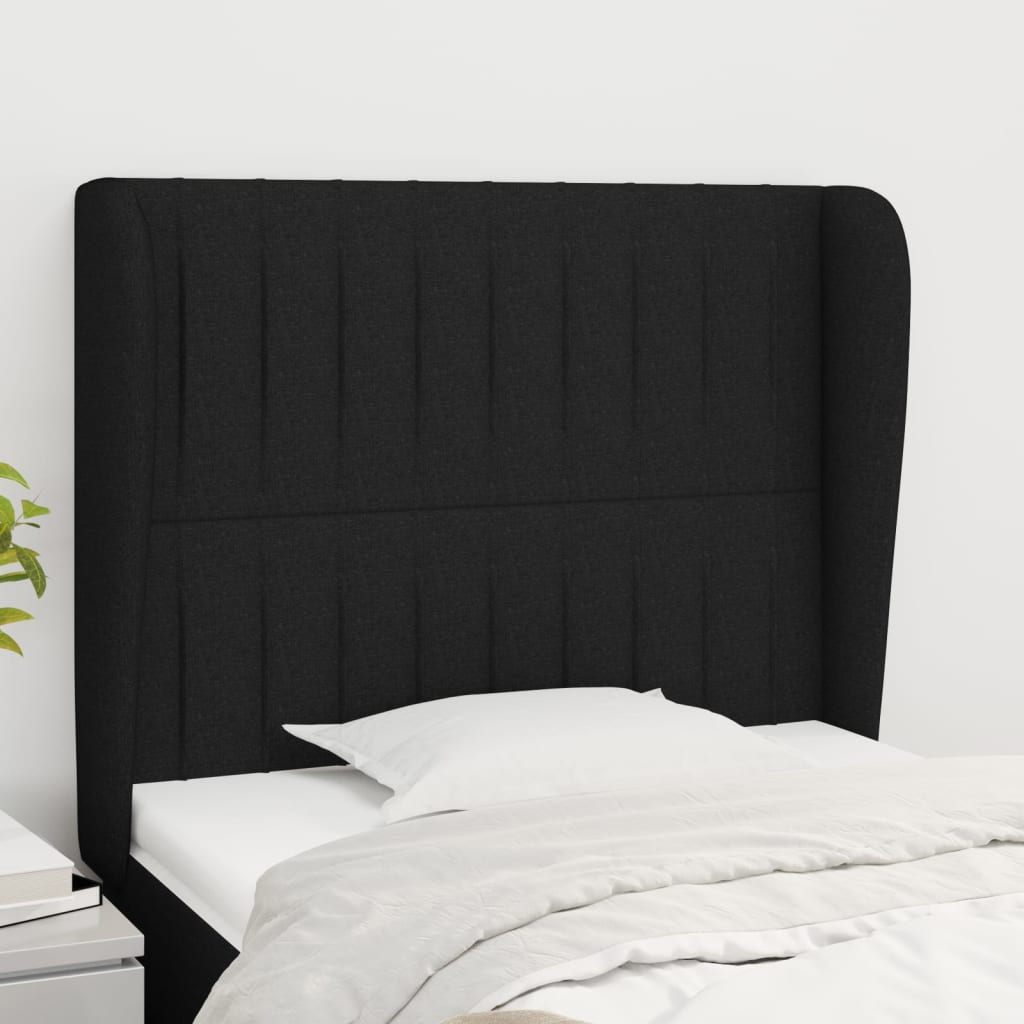 Headboard with Ears Black 83 x 23 x 118 128 cm Fabric