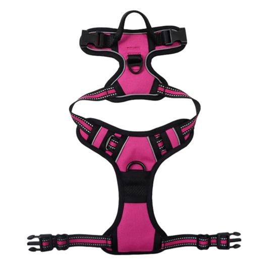 Шлейка для собаки с ручкой, дышащая, регулируемая, с мягкой подкладкой, светоотражающая, не тянущая, с передней клипсой для прогулок, тренировок, охоты