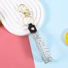 Glitter Letter Leather Keychain with Floating Cartoon Charm