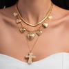 3pcs/set Cross Heart Pendant Necklace Herringbone Snake Chain Choker Accessories