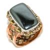 Natural Gunmetal Gemstone Two Tone 925 Sterling Silver Jewelry Ring S.6.5 S0T54
