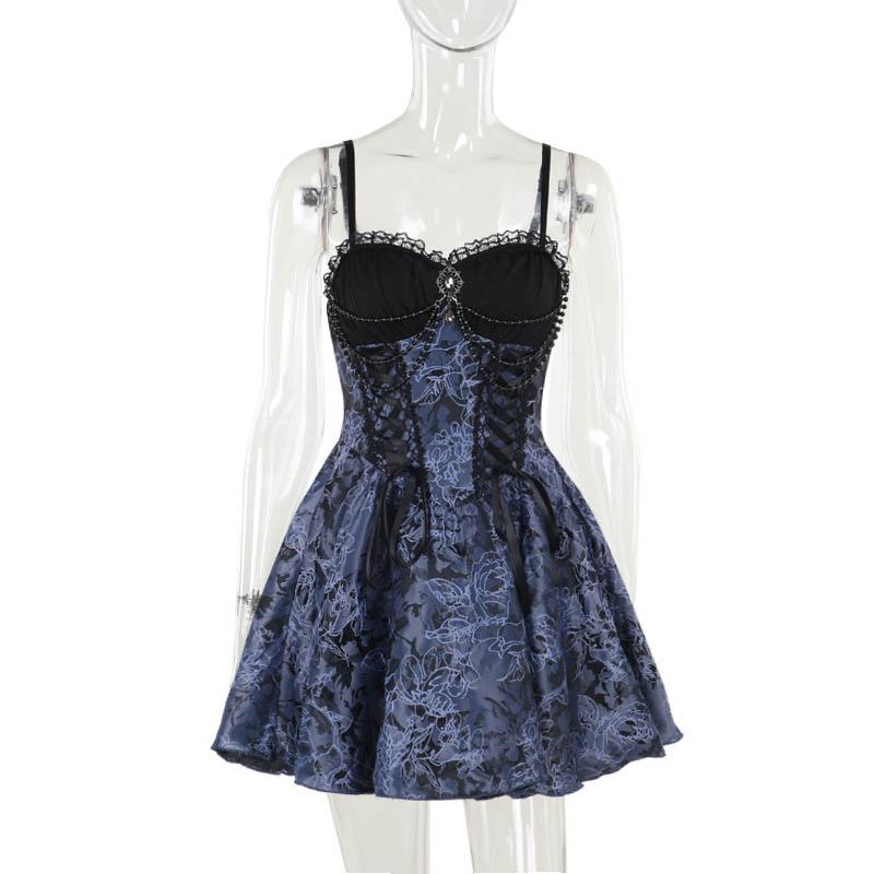 Gothic Dark Two-Color Jacquard Sling Dress & Lolita Cardigan Set