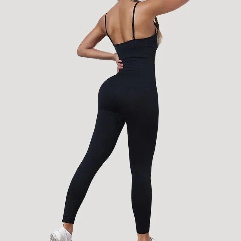 Fashion Slim Fit Tank Top And Jumpsuits For Women Sexy Sporty High-waist Solid Yoga Pants Casual Grey Ladies Trousers 30157