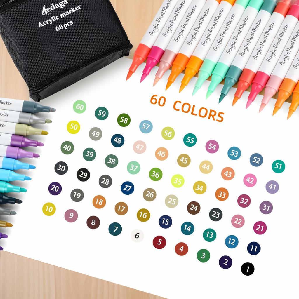 Набор акриловых маркеров из 60 цветных бесплатных приложений Color Quick Light, толстые и тонкие, могут писать на пластике для рисования, подарочные цвета, ручки на водной основе, в комплекте,