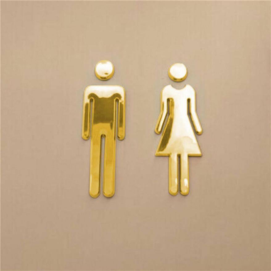 Bathroom Door Signage Self Adhesive Men Women Restroom Identification Signs Wall Decor
