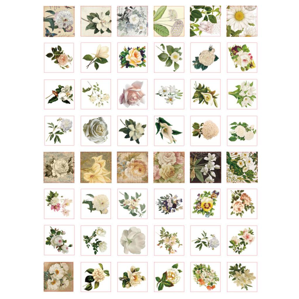 100PCS Handbook Decoration Stickers Flower Decorative Stickers DIY Theme Stickers for Diary Planner Scrapbook Type 2
