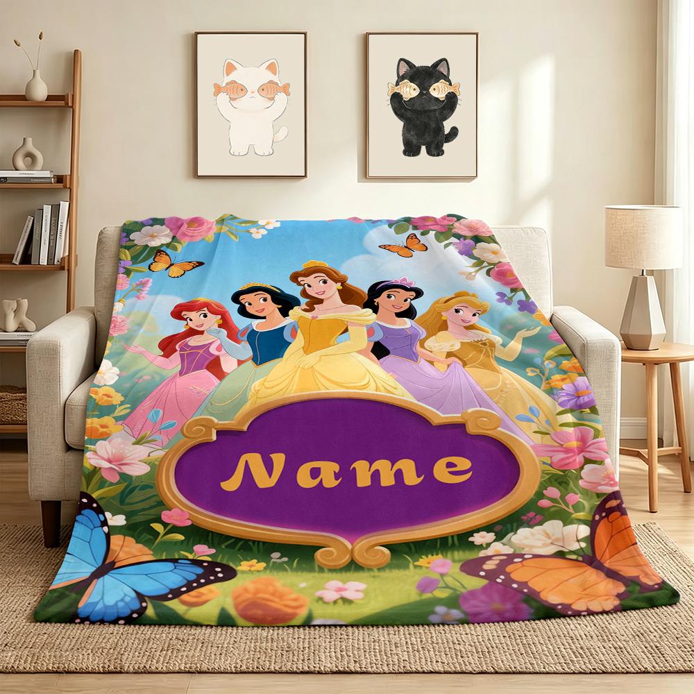 Custom Name Butterfly Garden Flannel Blanket Throw Blanket Soft Warm Sofa Bed home Decor Unique Gift