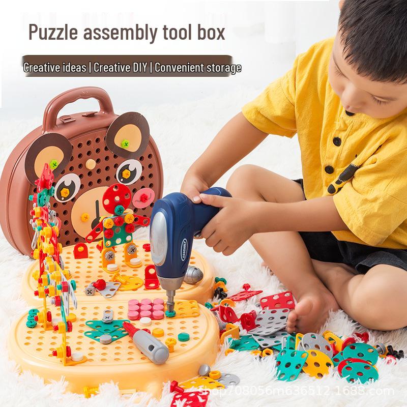 Детский набор инструментов с электрической дрелью для сборки и разборки своими руками