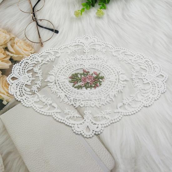 Вышитый кружевной поднос, ретро-салфетка для французского вязания крючком, вышитый вручную цветок, коврик для стола