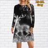 Women Casual Dress Snowflake Elk Print Dresses For Women O-neck Short Sleeve Dress Plus Size