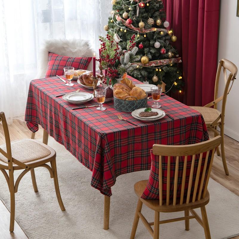 Christmas Checkered Tablecloth Ins Style Red Green Simple Hotel Coffee Table Party Decor
