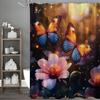 Floral Butterfly Shower Curtain, Bathroom Decorative Shower Curtain, Waterproof Shower Curtain with Hooks
