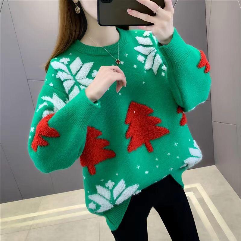 Pullover Sweater Women Christmas Sweaters Wear Loose Winter 2022 Casual Korean Knitting Long Sleeve O Neck Top