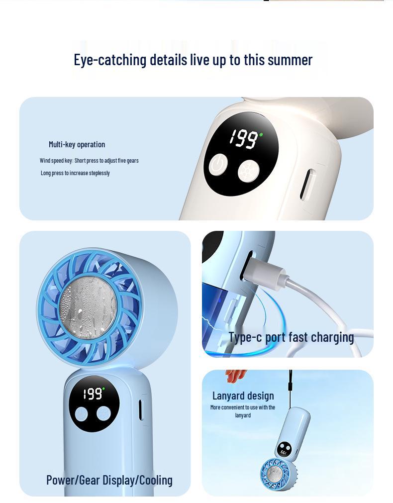 USB Rechargeable Silent Handheld Mini Fan with Long Battery Life