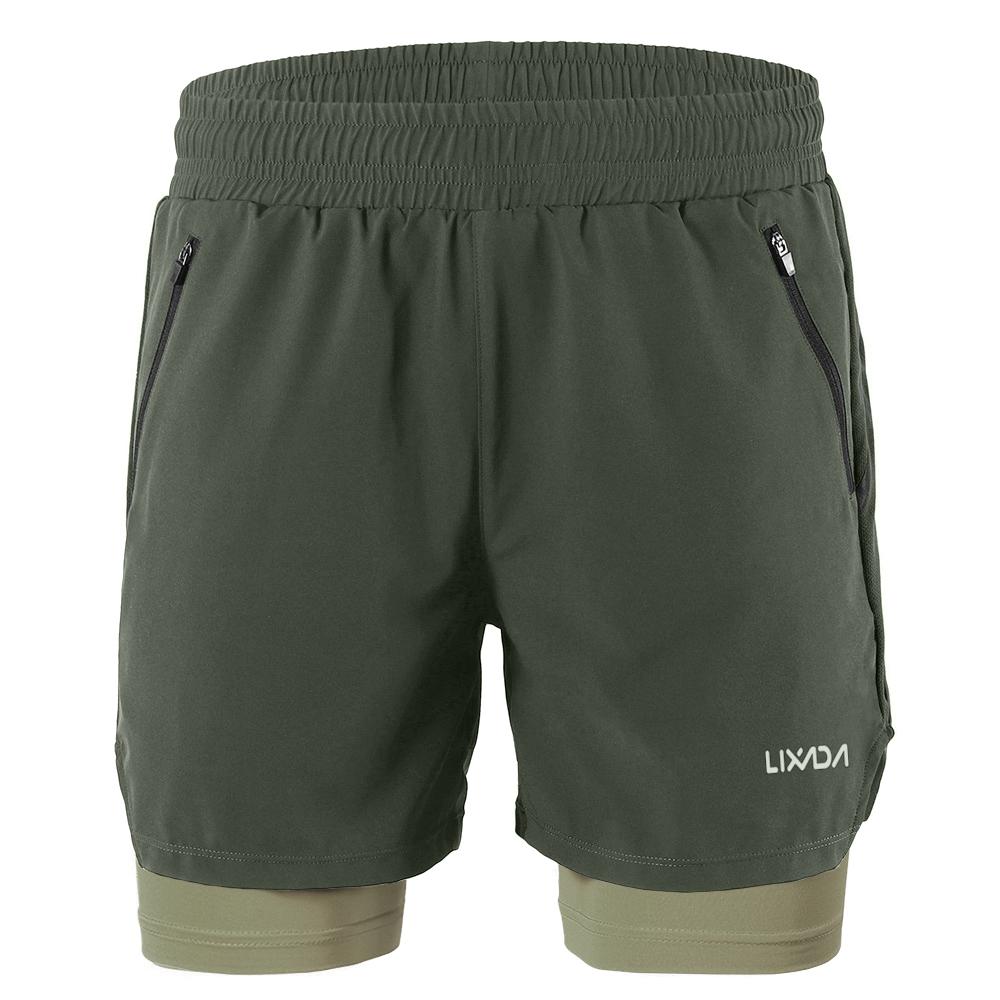 Мужские шорты 2 в 1 для бега, быстросохнущие, дышащие, для активных тренировок, упражнений, джоггинга, марафона, велосипедные шорты