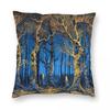 The Blue Gold Forest Pillowcase Polyester Linen Velvet Printed Zip Decor Throw Pillow Case Bed Cushion Case Wholesale