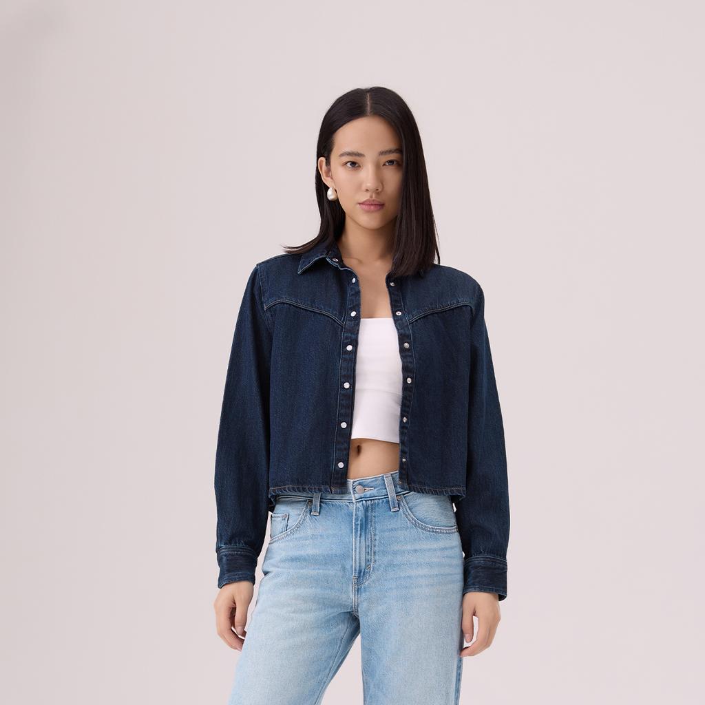 Levis Винтажная Мягкая Повседневная Удобная Джинсовая Рубашка с Длинным Рукавом и Острым Воротником Женские рубашки 005DW-0000