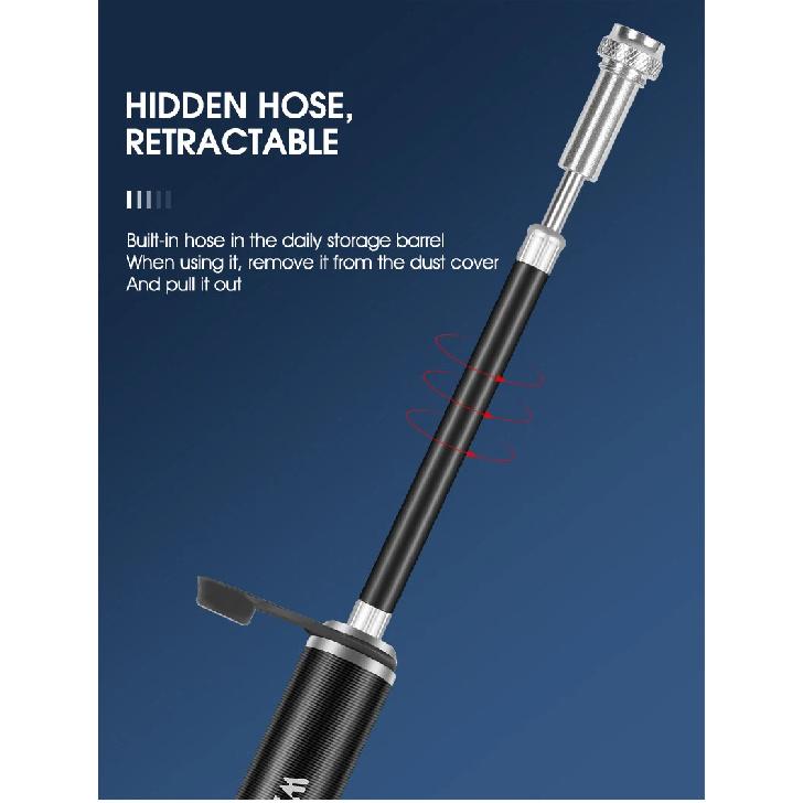 WEST BIKING Portable Bike Pump Aluminum Alloy Bicycle Air Pump Tire Inflator Schrader/Presta Universal Road Cycling Accessories