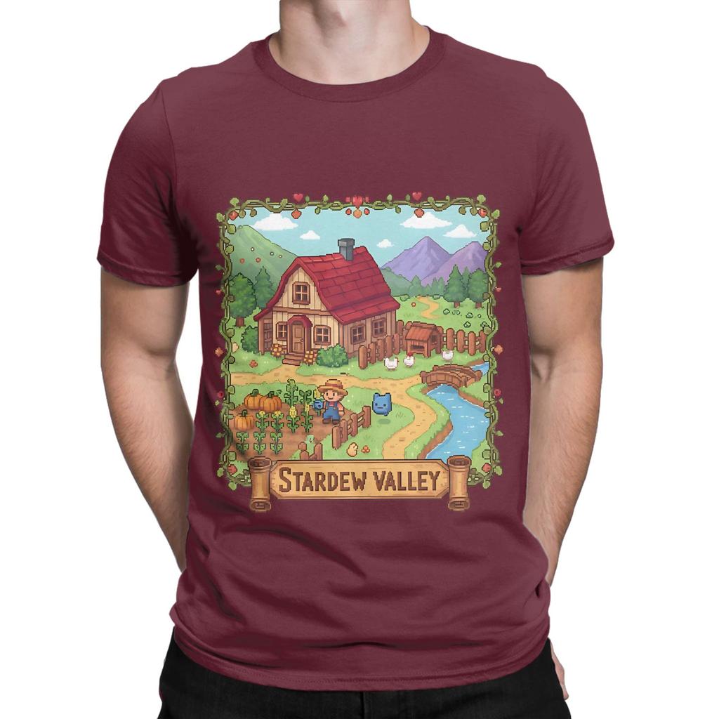 Классическая пиксельная графика Stardew Valley Хлопковая футболка 100% Топы Stardew Valley Футболки для унисекс