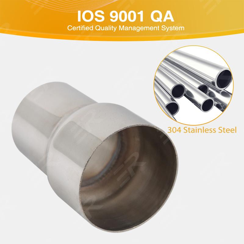Universal Exhaust Tip 54mm to 80mm Stainless Steel Straight Adapter Reducer Tailpipe Muffler Pipeline Welded Pipe Multiple Size