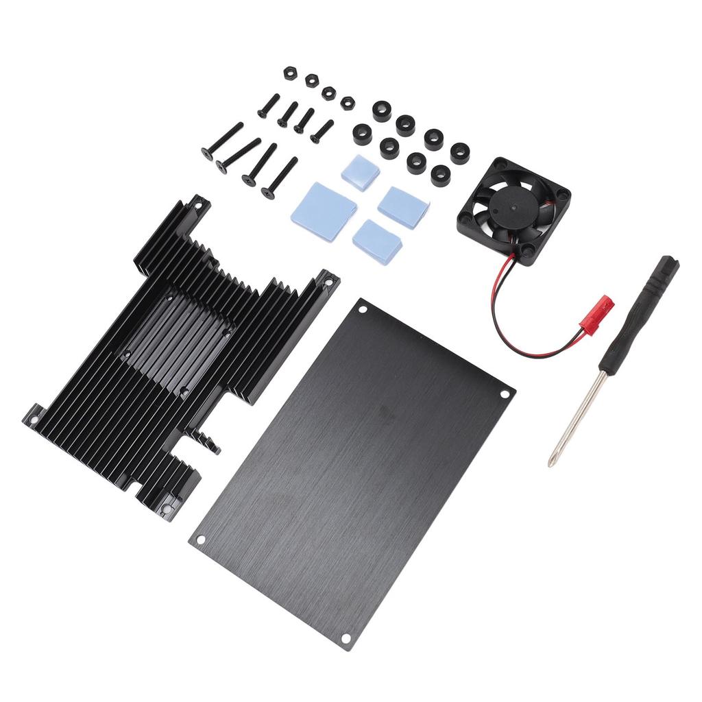 Aluminium Alloy Case with Cooling Fan Efficient Heat Dissipation Metal Protective Shell for Orange Pi 5 5B