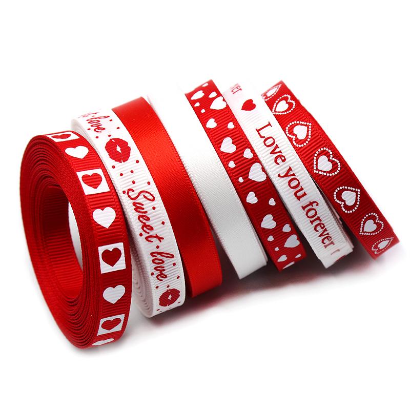 9 мм для выпечки торта жаккардовый принт любовь DIY принадлежности для украшения букета ко Дню святого Валентина 5 ярдов подарочная упаковка полиэстеровая лента