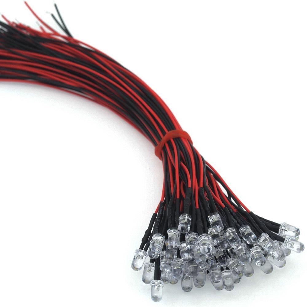 5X F5 5 мм Круглые 20 см Предварительно смонтированные DC 12 В светодиодные лампы Лампочка Белый Красный Синий Зеленый Желтый Белый Теплый Белый Диодные излучающие Диоды