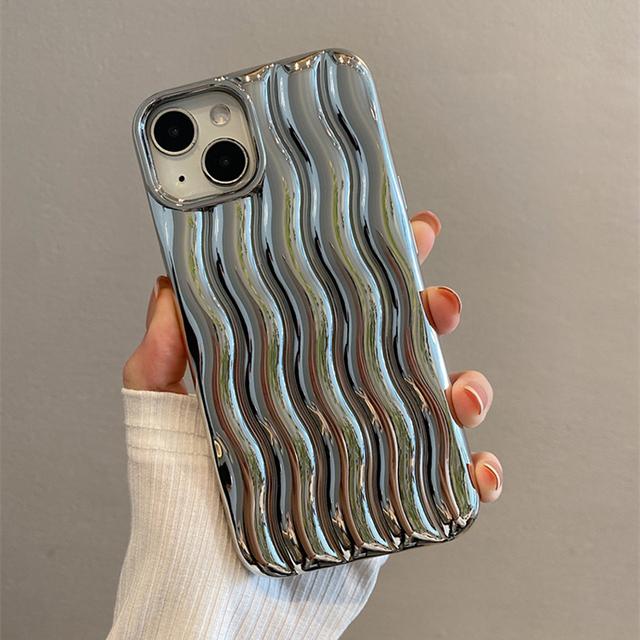 Роскошный серебряный гальванический чехол с 3d волнистым покрытием для Iphone 14 Pro Max 13 12 11 14 Plus с фиолетовым противоударным покрытием