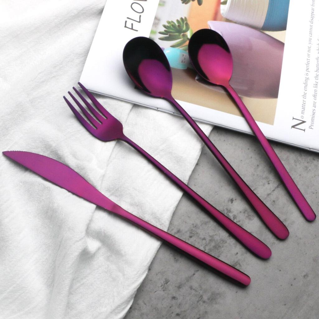 5/10/20 Pcs Colorful Dinnerware Cutlery Set 304 Stainless Steel Flatware Set Mirror Knife Fork Spoon Tableware Set Kitchen Silverware
