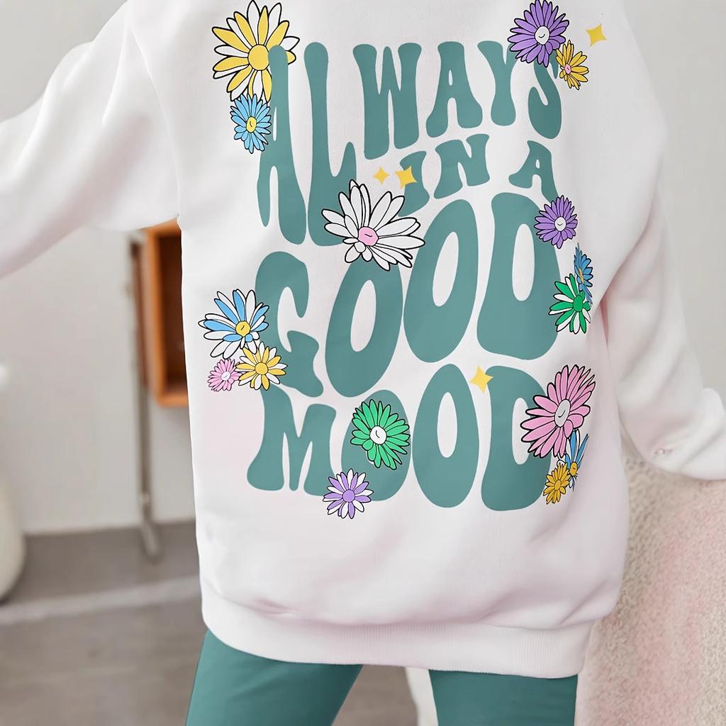 Комплект из двух предметов: свитер с цветочным принтом и расклешенные брюки для девочек, повседневный костюм на осень для детей