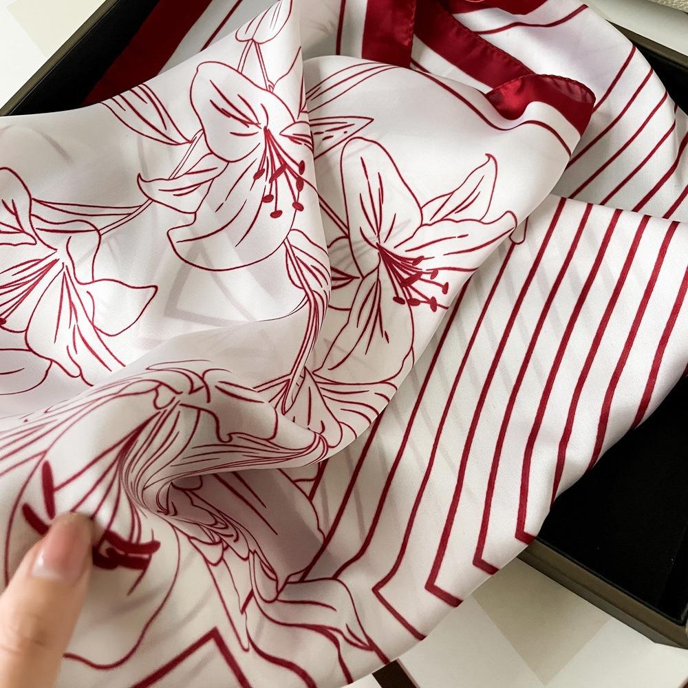 70 * 70 Four Seasons Available New Women'S Small Square Scarf, High Grade Letter Printed Scarf, Professional Scarf, Satin Scarf