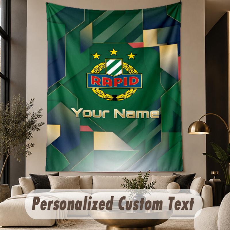Custom Text Tapestry Rapid Wien FC Print Wall Tapestry Indoor Living Room Wall Decor