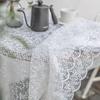 French Style Lace Sheer Mesh Tablecloth, Rectangular Polyester Knit Fabric with Floral Pattern, Machine Made for Christmas Holiday Dining Decor
