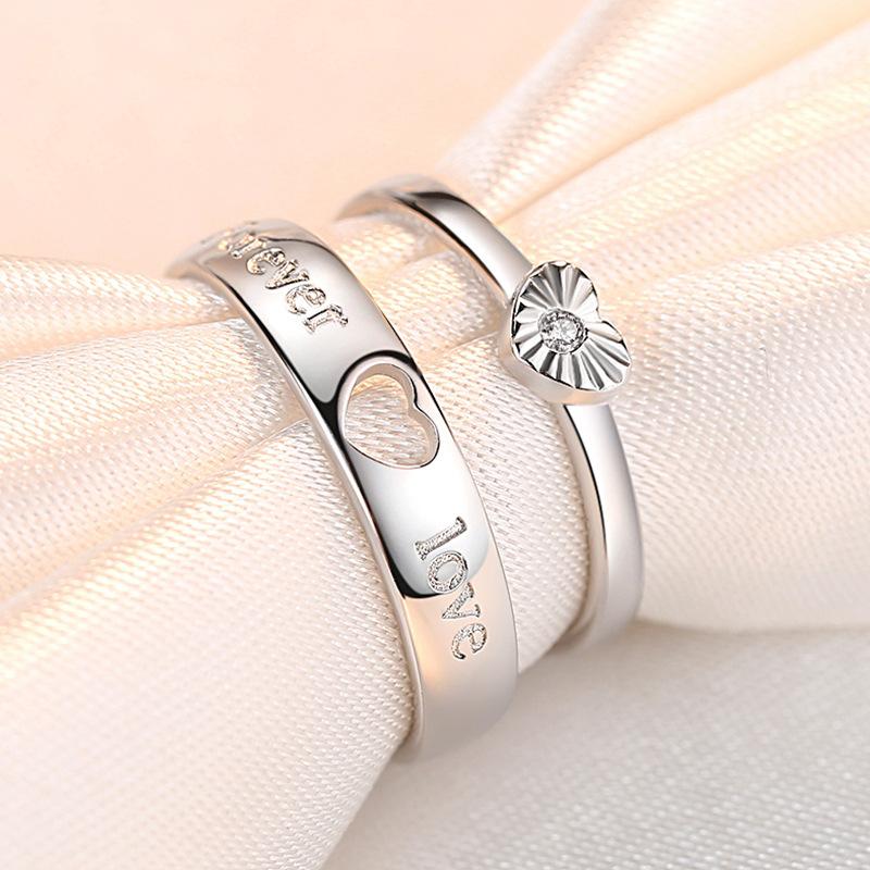2pcs Couple 925 Sterling Silver Rings Sparkly Zircon for Women and Men Superior Luxury Wedding Jewelry Anniversary Gift