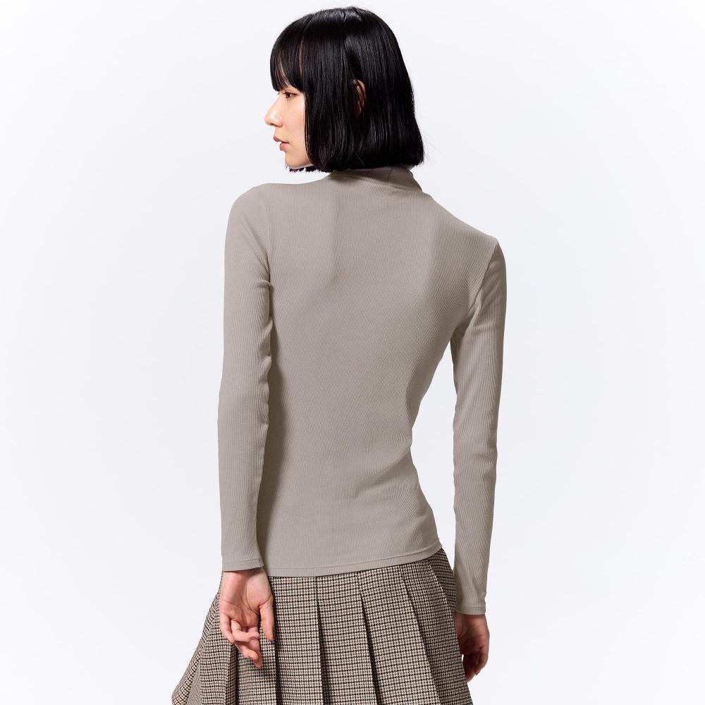 GU by Uniqlo Теплая эластичная водолазка с длинным рукавом в рубчик 