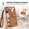 For iPhone 17 Pro Max Case RFID Blocking Zipper Pocket Leather Wallet Phone Cover with Strap