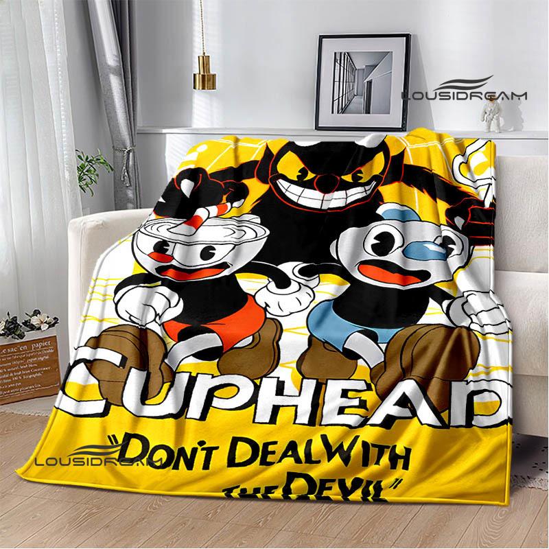Одеяла с принтом аниме Cuphead, детские теплые красивые одеяла, фланелевые мягкие и удобные одеяла для дома, путешествий, подарков на день рождения