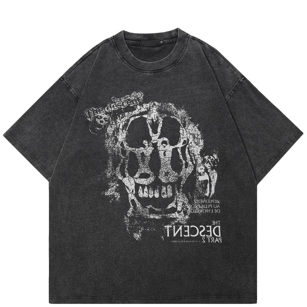 Уличная черная футболка с рисунком черепа, хлопковые топы унисекс, футболки, летняя футболка с короткими рукавами