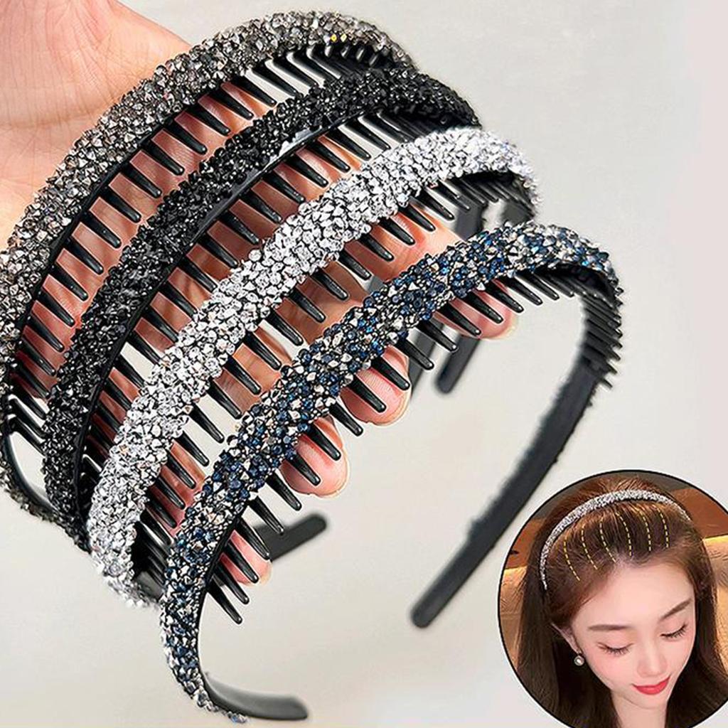 Повязка на голову со стразами, нескользящая, с хрустальными зубцами, повязка на голову, модная повязка на голову для женщин и девочек, для ежедневного использования