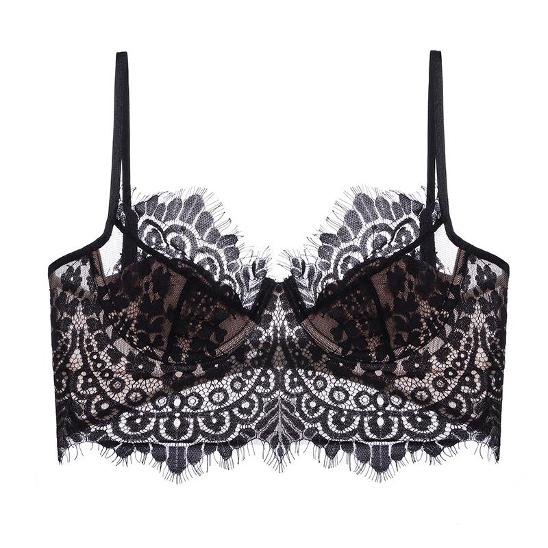 French Style Lace U Back Low Back Push Up Thin Cup Bra For Women