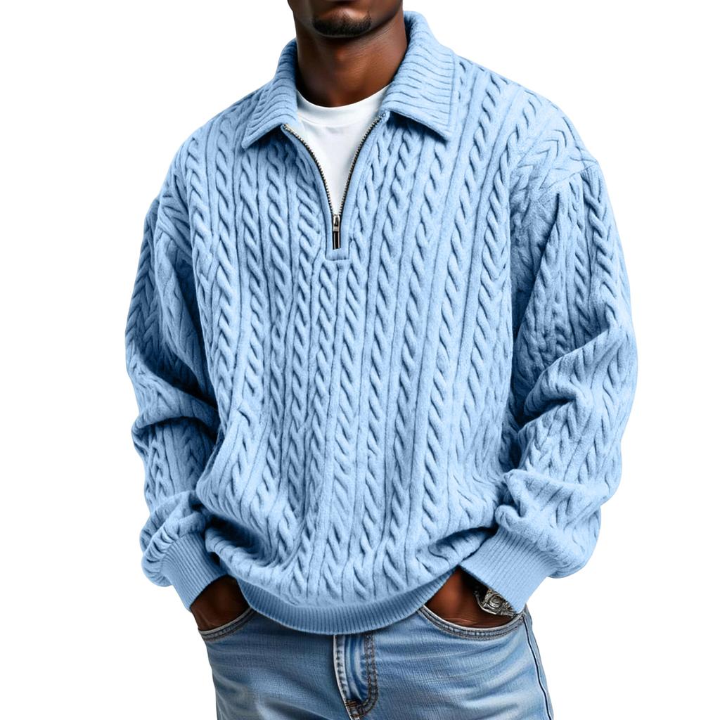 Мужская Спортивная Повседневная Толстовка с Принтом, Отложным Воротником и Молнией до Середины