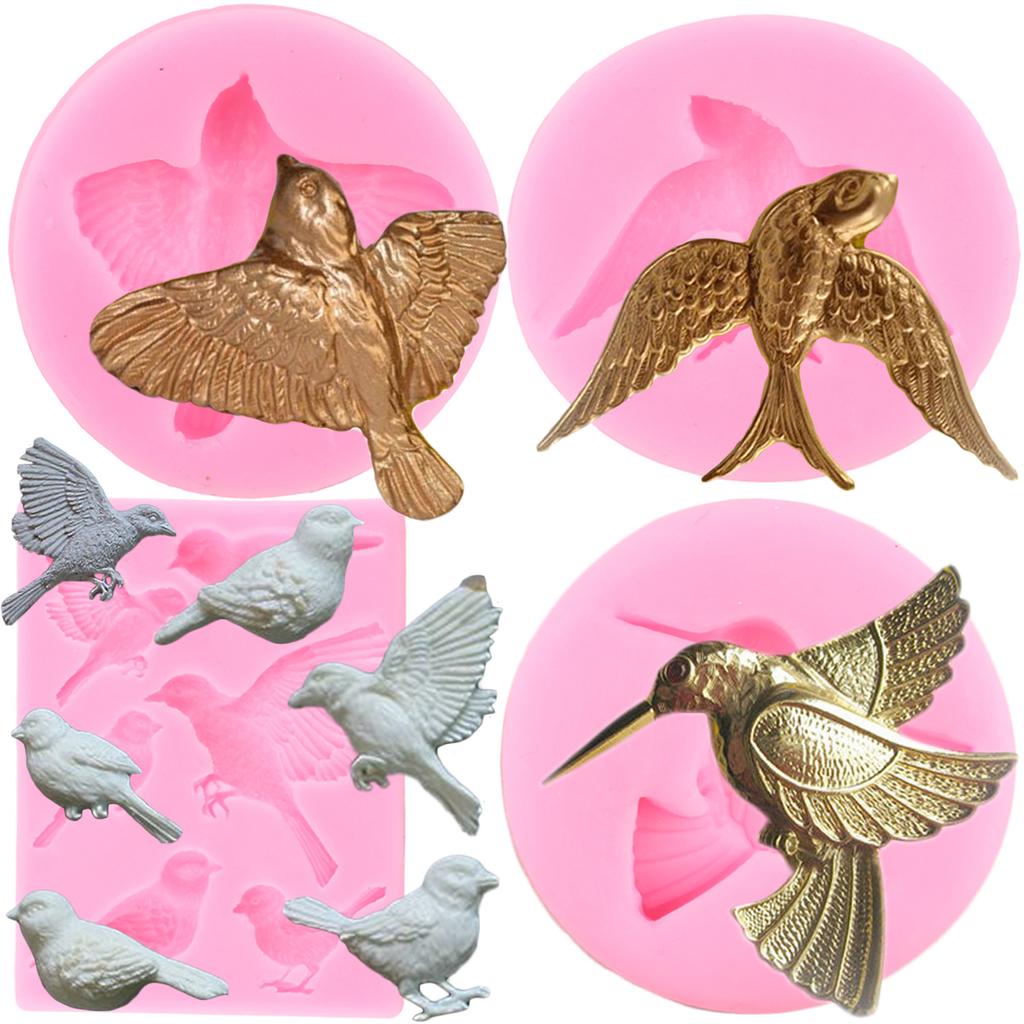 Силиконовые формы с милыми птицами, форма для помадки, сделай сам, украшения торта, форма для шоколадной мастики, кекс, топпер, конфеты, смоляные глиняные формы
