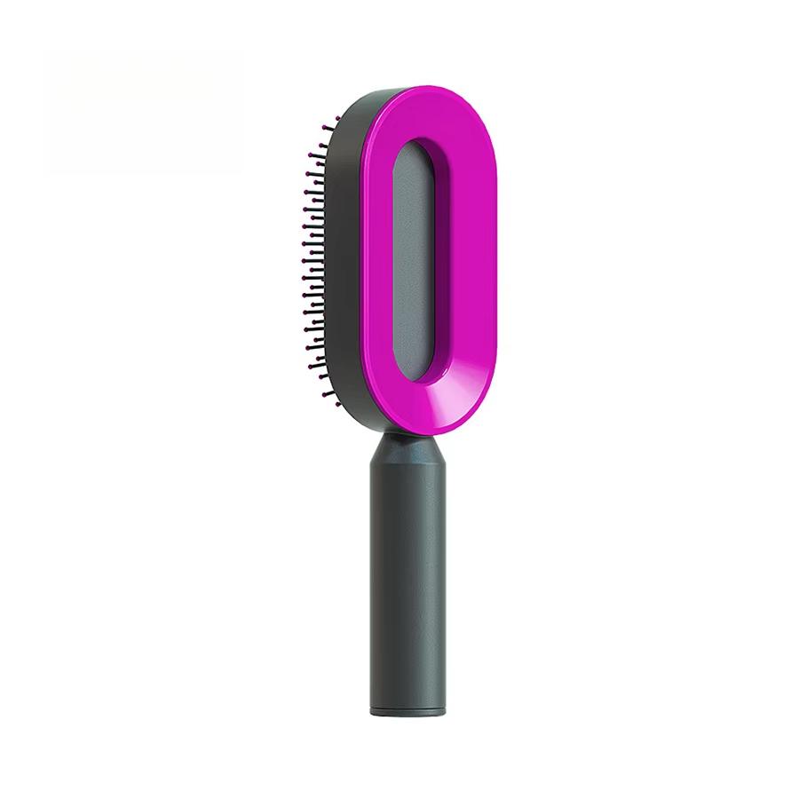 Low Price ABS Comb Nylon Detangling Hair Brush with Quick Click up One Key Self Cleaning for Women
