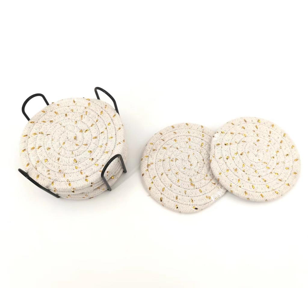 8 шт. подставок ручной работы из хлопка, впитывающих и термостойких, однотонных, в скандинавском стиле, для украшения дома