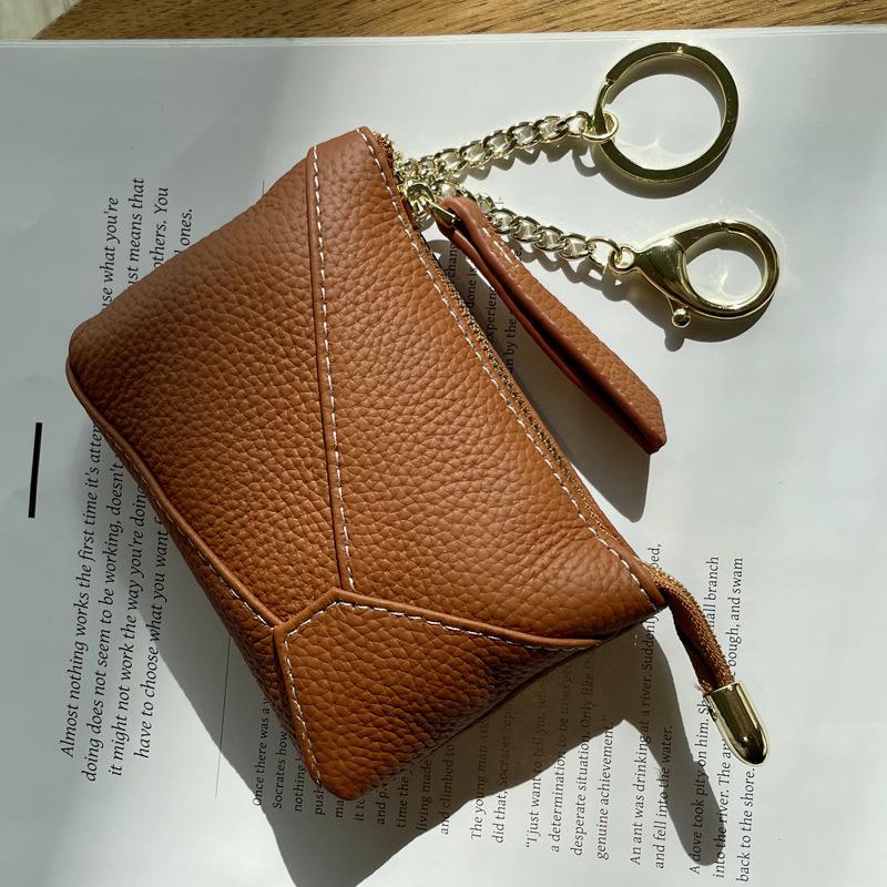 Cowhide Women's Zipper Coin Pouch - Multifunctional Small Purse & Key Holder