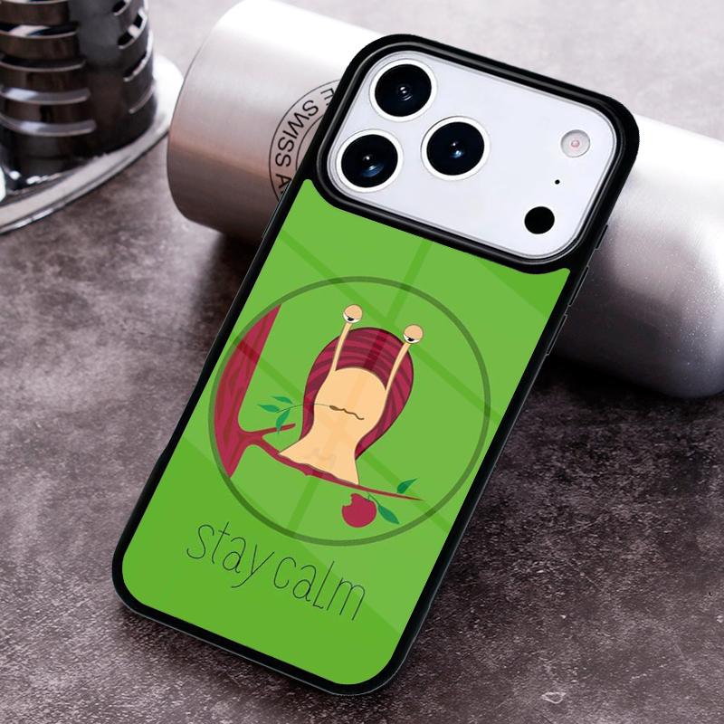 Stay Calm Snail Cute Phone Case For iPhone 17,16e,15,14,13,12,11,Mini,Pro,MAX soft Silicone Cover