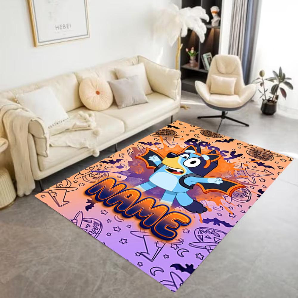 Bluey's Soccer Adventure Personalized Name Floor Rug Office Rug Suitable for Dining Room Study room Game Room Entryway Anti-slip Rug Office home decor